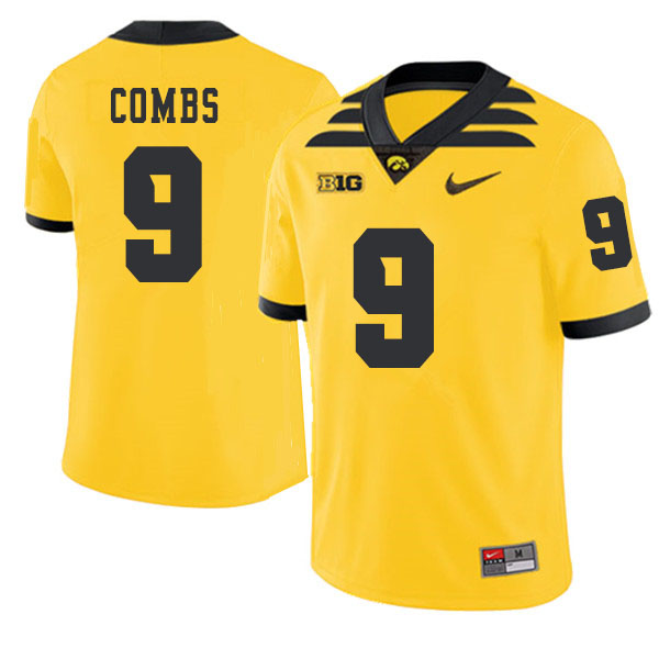 2019 Men #9 Jack Combs Iowa Hawkeyes College Football Alternate Jerseys Sale-Gold - Click Image to Close